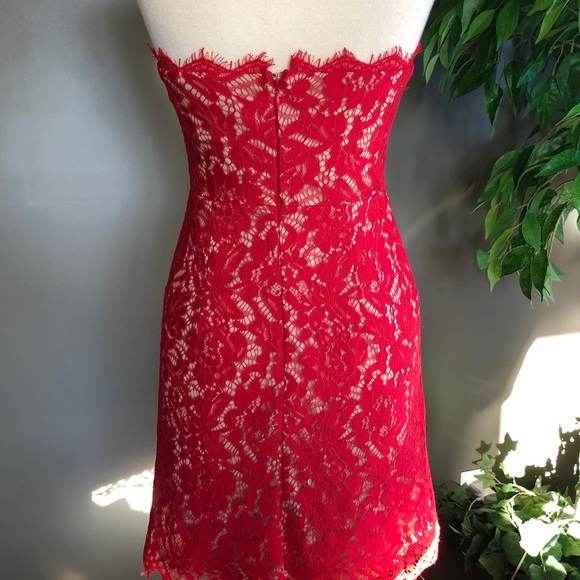 Lulu’s Maci Red Lace Strapless Mini Dress XS - Picture 14 of 16